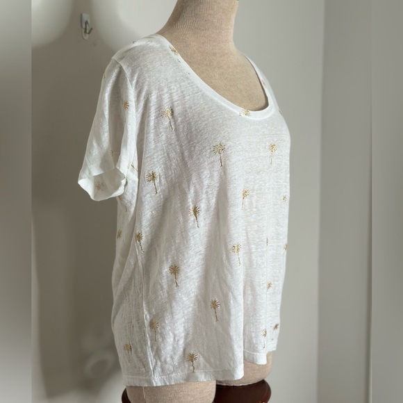Rails Luna Metallic Palm Tree Linen-Blend Graphic T-Shirt Size Large - Picture 4 of 9
